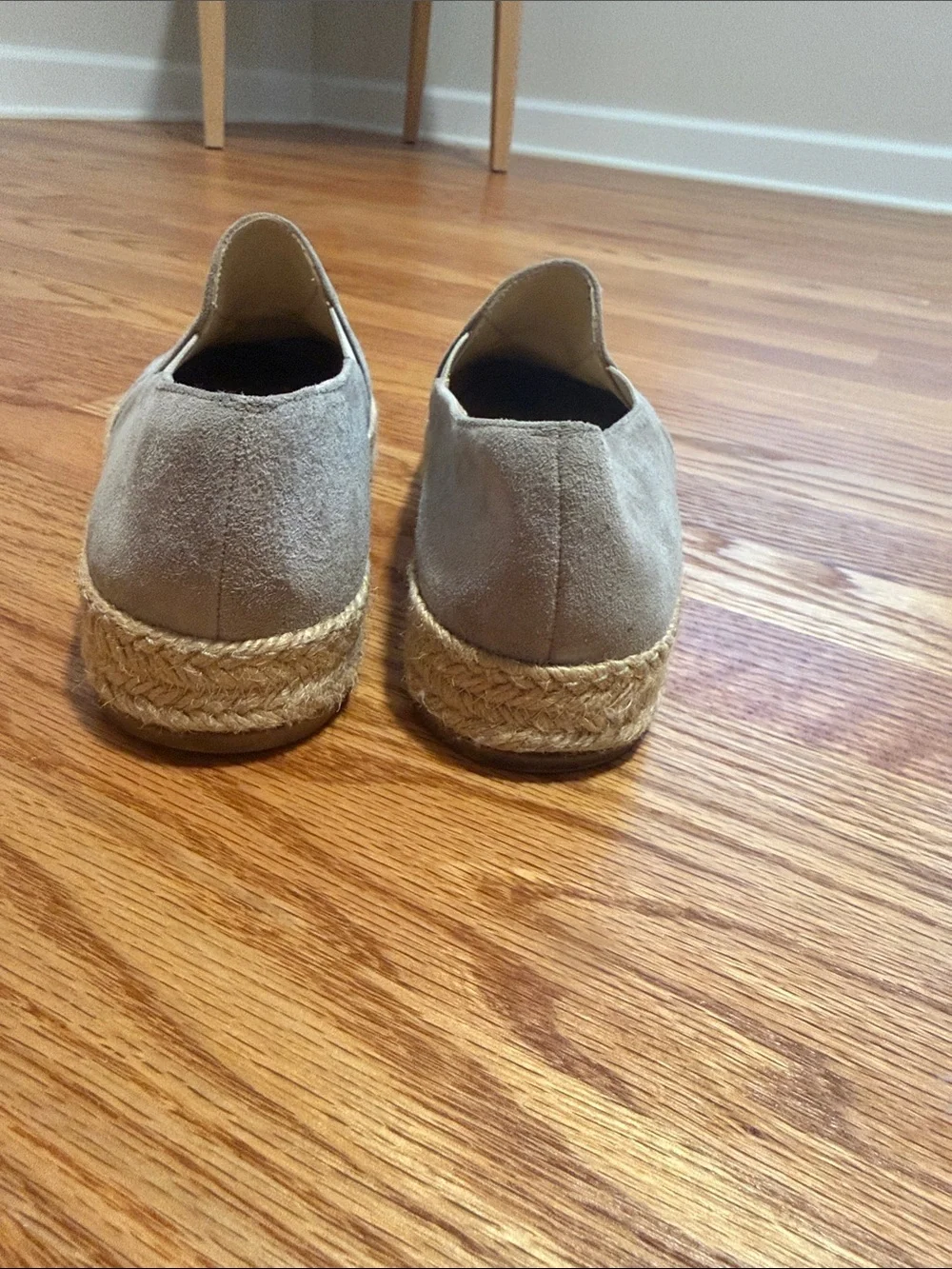 Stuart Weitzman Taupe Suede Espadrille Platform Slip-Ons